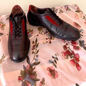 Tod's Black and Red Leather Loafers